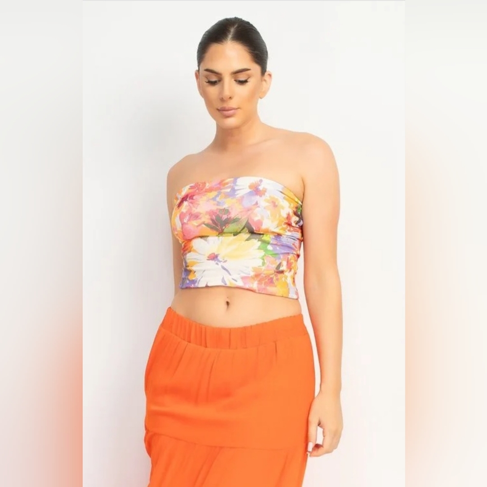 Floral Knit Tube Top